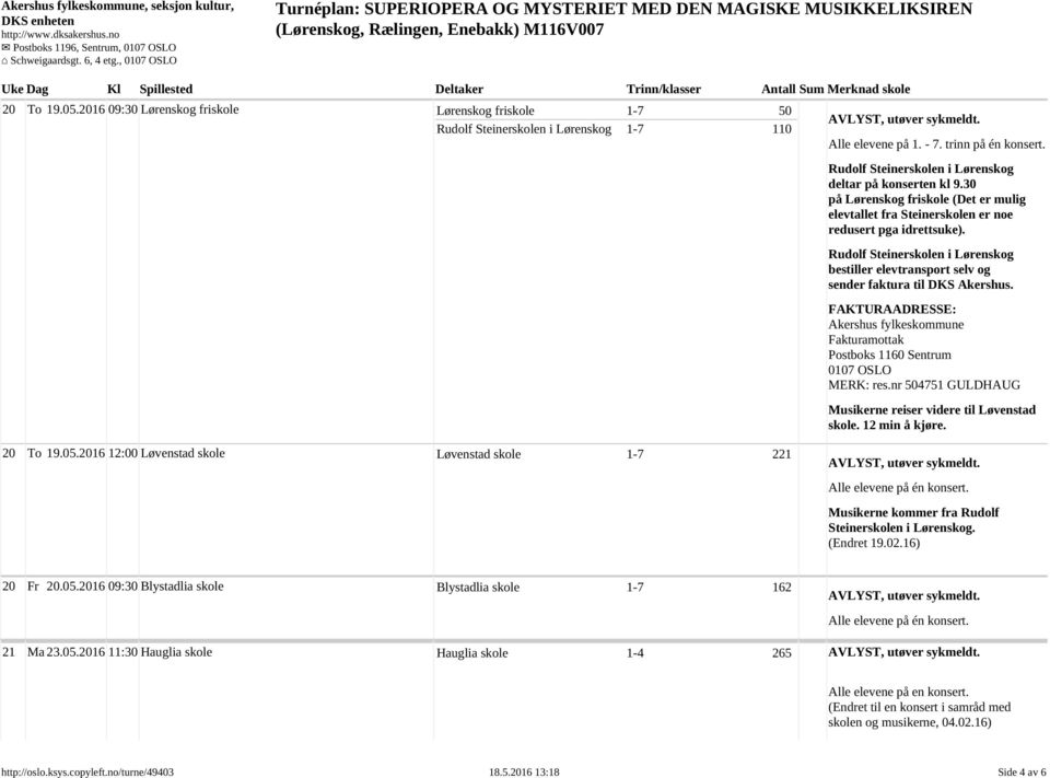 Rudolf Steinerskolen i Lørenskog bestiller elevtransport selv og sender faktura til DKS Akershus. FAKTURAADRESSE: Akershus fylkeskommune Fakturamottak Postboks 1160 Sentrum 0107 OSLO MERK: res.