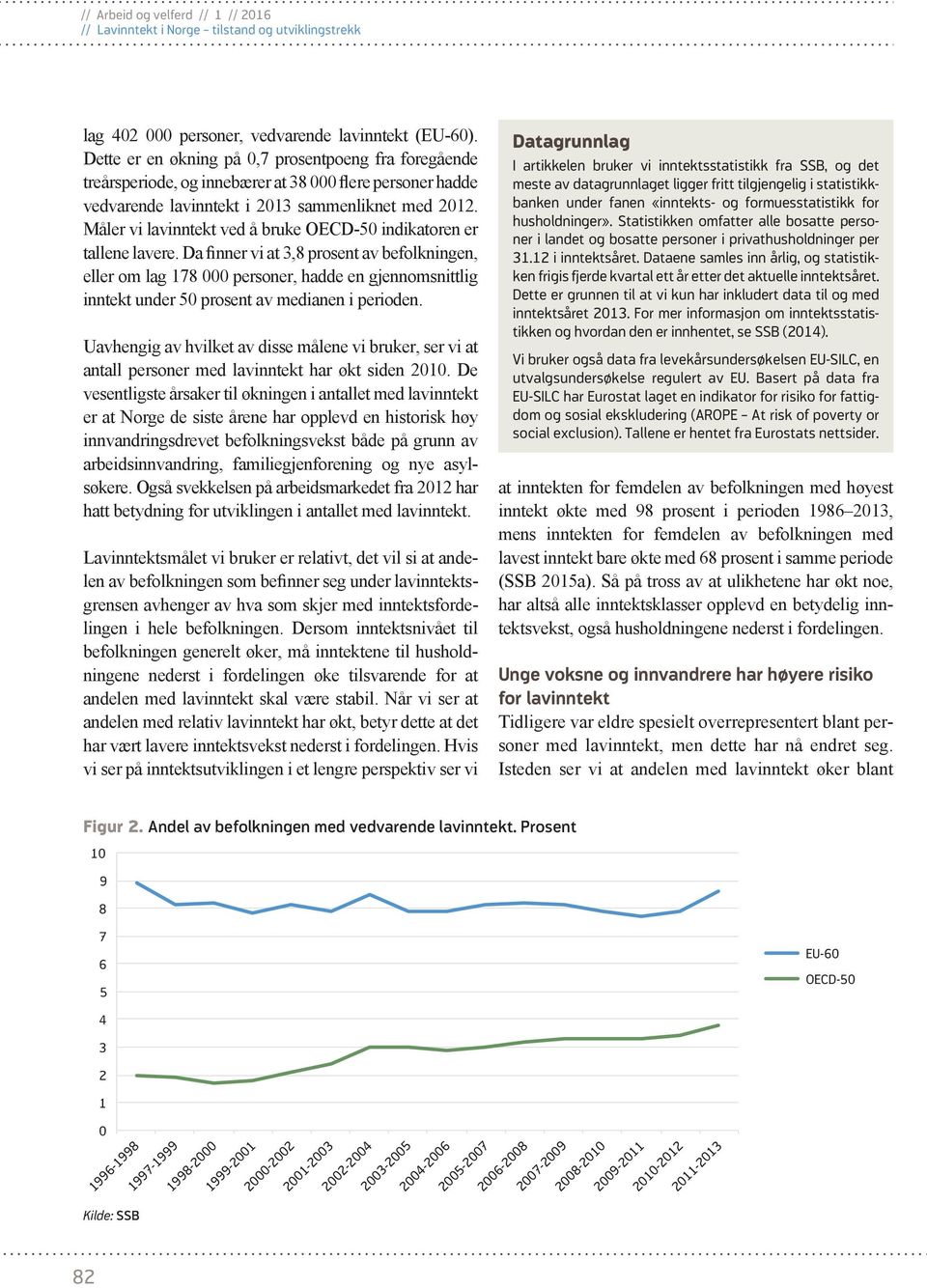 Måler vi lavinntekt ved å bruke OECD-50 indikatoren er tallene lavere.