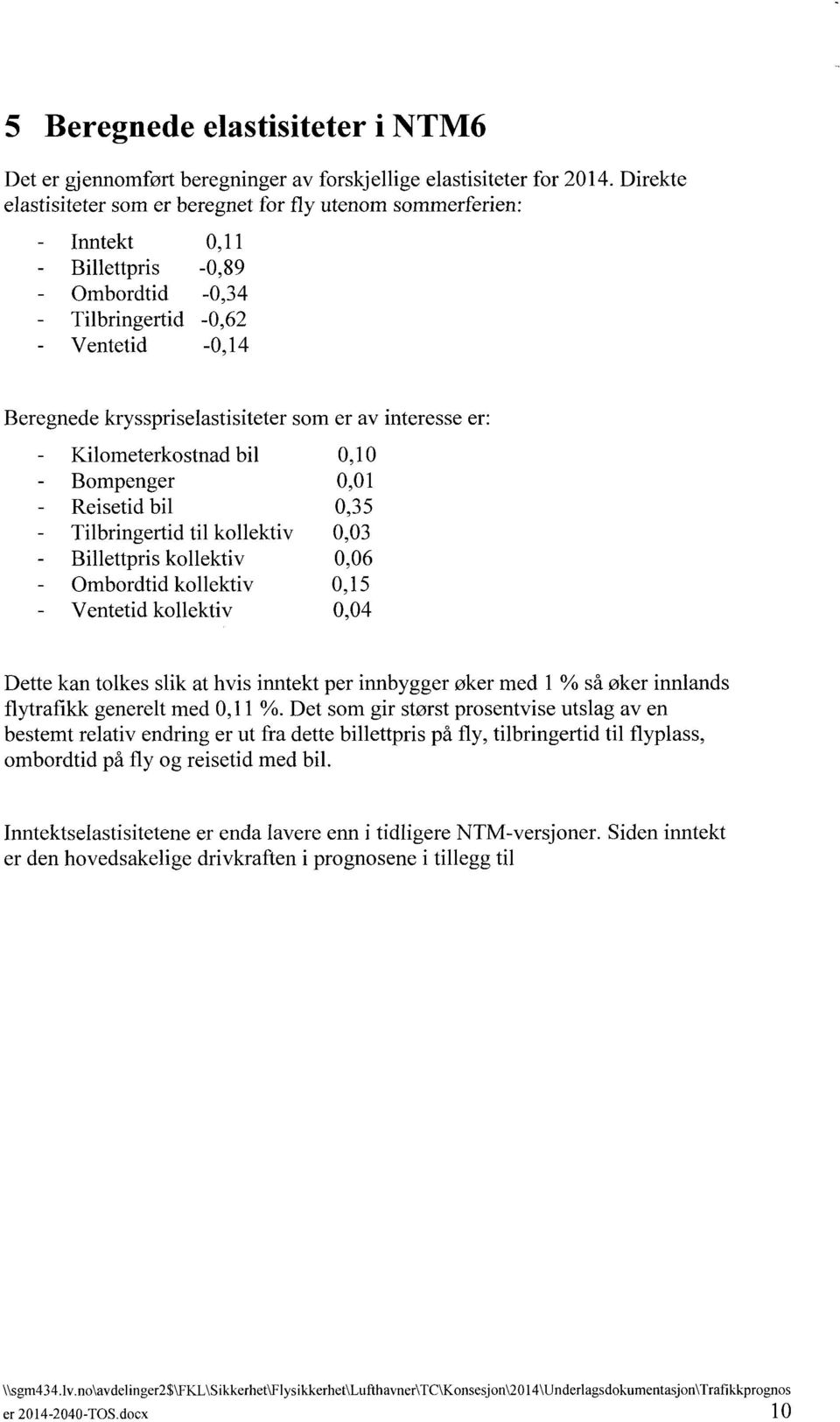 interesse er: Kilometerkostnad bil 0,10 Bompenger 0,01 Reisetid bil 0,35 Tilbringertid til kollektiv 0,03 Billettpris kollektiv 0,06 Ombordtid kollektiv 0,15 Ventetid kollektiv 0,04 Dette kan tolkes