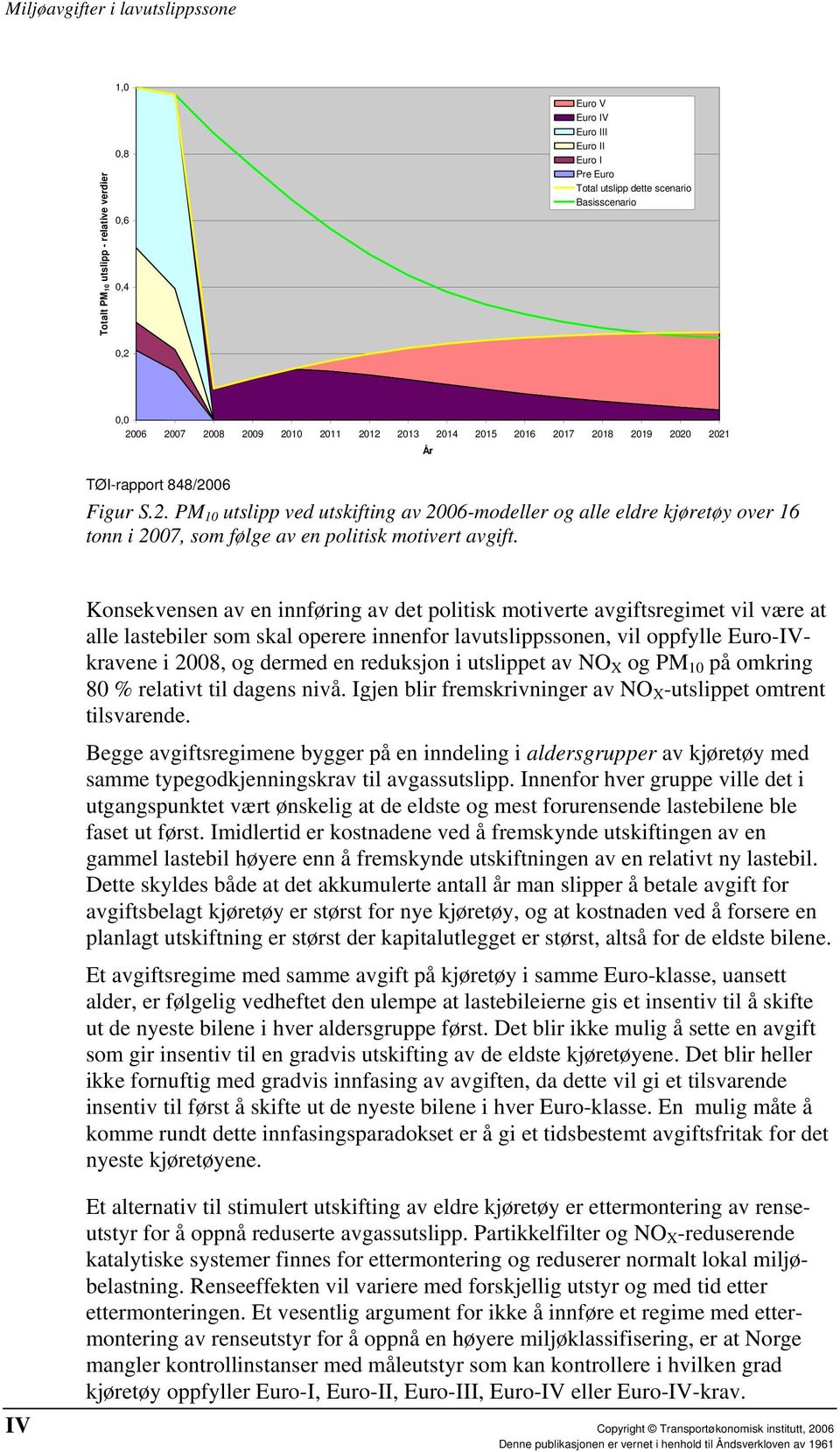 Konsekvensen av en innføring av det politisk motiverte avgiftsregimet vil være at alle lastebiler som skal operere innenfor lavutslippssonen, vil oppfylle Euro-IVkravene i 2008, og dermed en