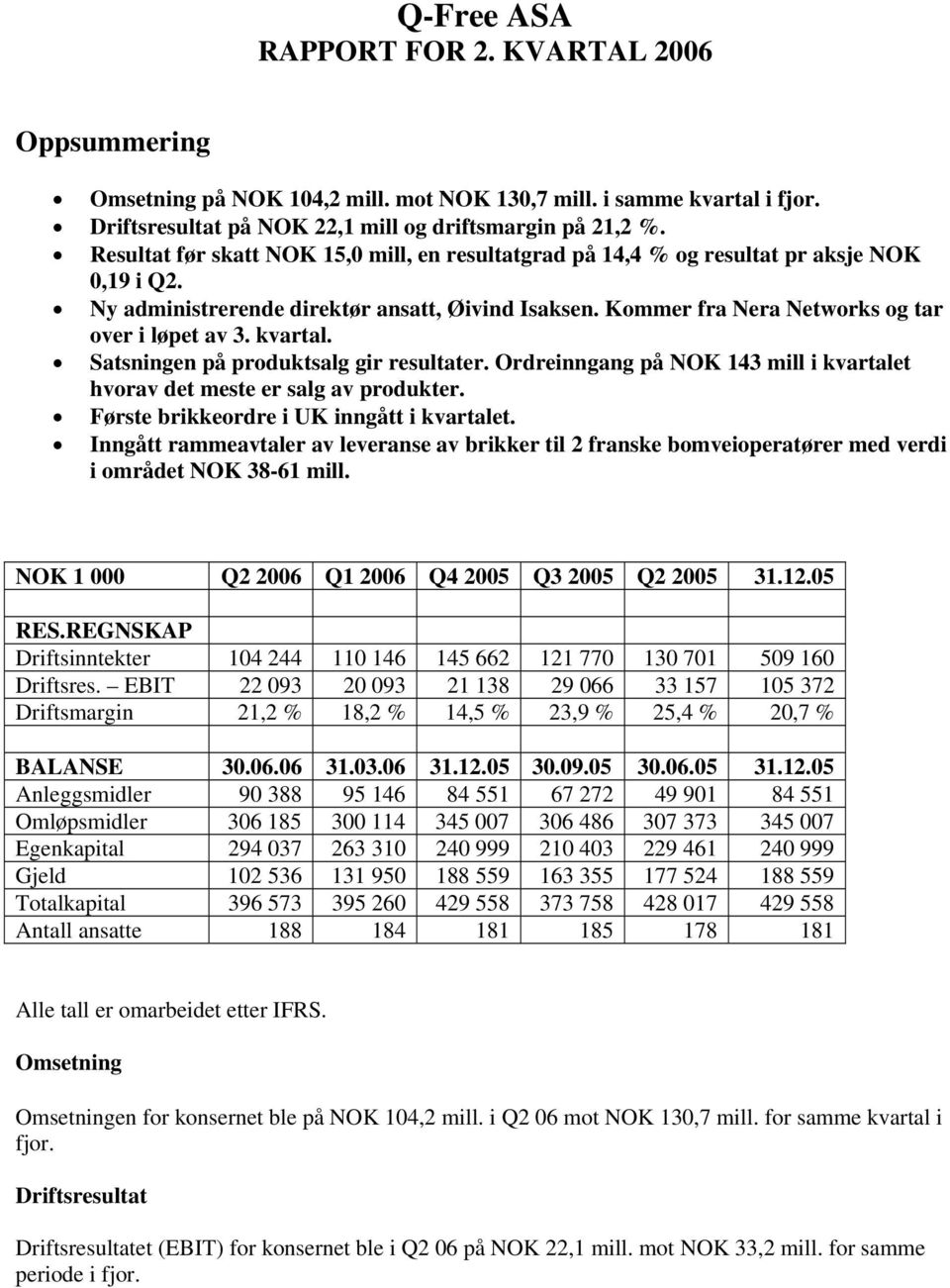 kvartal. Satsningen på produktsalg gir resultater. Ordreinngang på NOK 143 mill i kvartalet hvorav det meste er salg av produkter. Første brikkeordre i UK inngått i kvartalet.