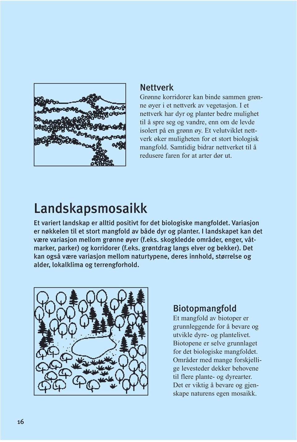 Landskapsmosaikk Et variert landskap er alltid positivt for det biologiske mangfoldet. Variasjon er nøkkelen til et stort mangfold av både dyr og planter.