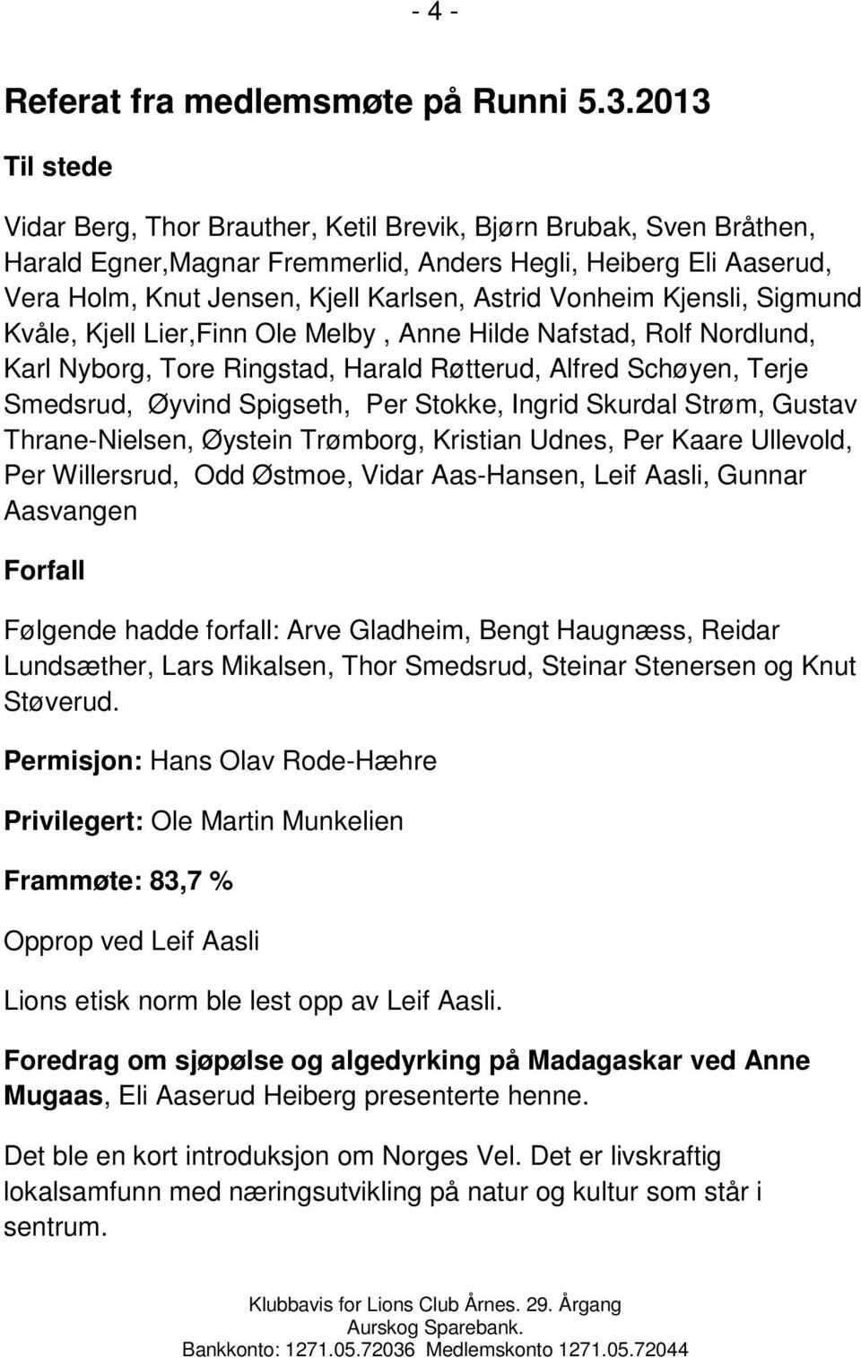 Vonheim Kjensli, Sigmund Kvåle, Kjell Lier,Finn Ole Melby, Anne Hilde Nafstad, Rolf Nordlund, Karl Nyborg, Tore Ringstad, Harald Røtterud, Alfred Schøyen, Terje Smedsrud, Øyvind Spigseth, Per Stokke,