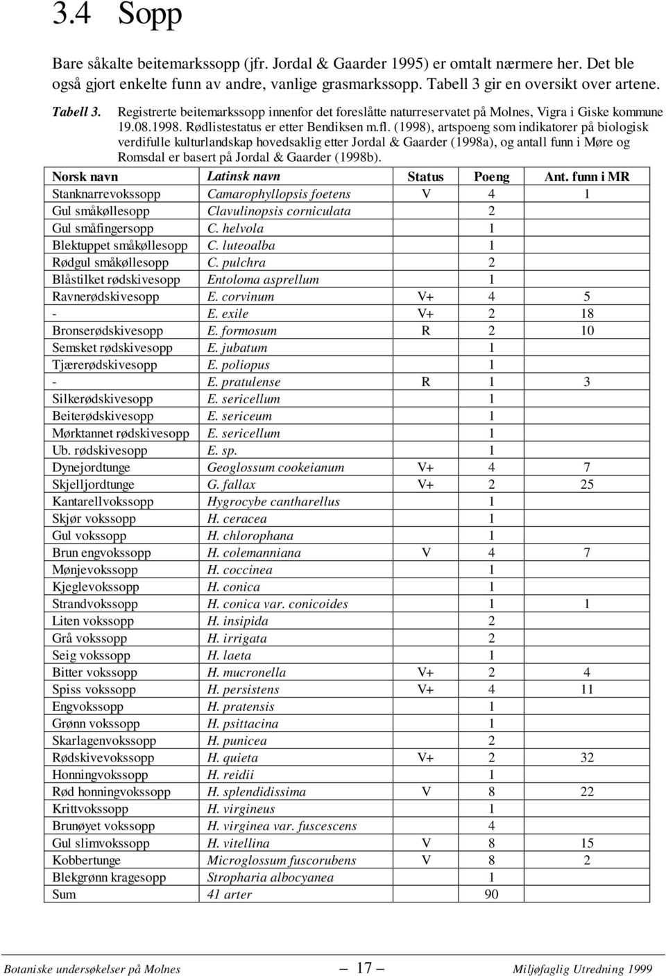 (1998), artspoeng som indikatorer på biologisk verdifulle kulturlandskap hovedsaklig etter Jordal & Gaarder (1998a), og antall funn i Møre og Romsdal er basert på Jordal & Gaarder (1998b).