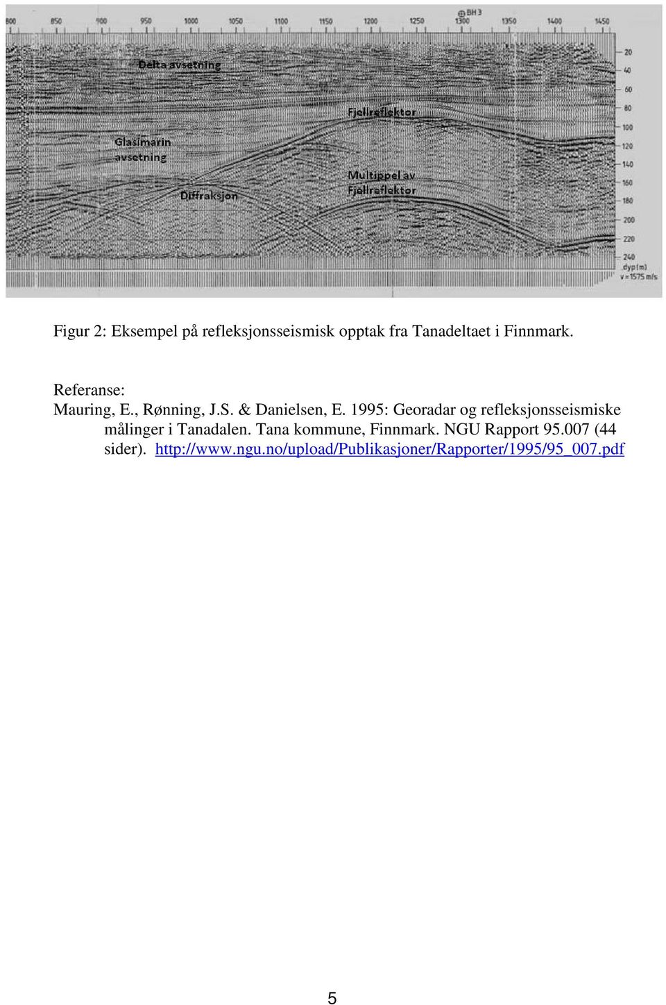 1995: Georadar og refleksjonsseismiske målinger i Tanadalen.