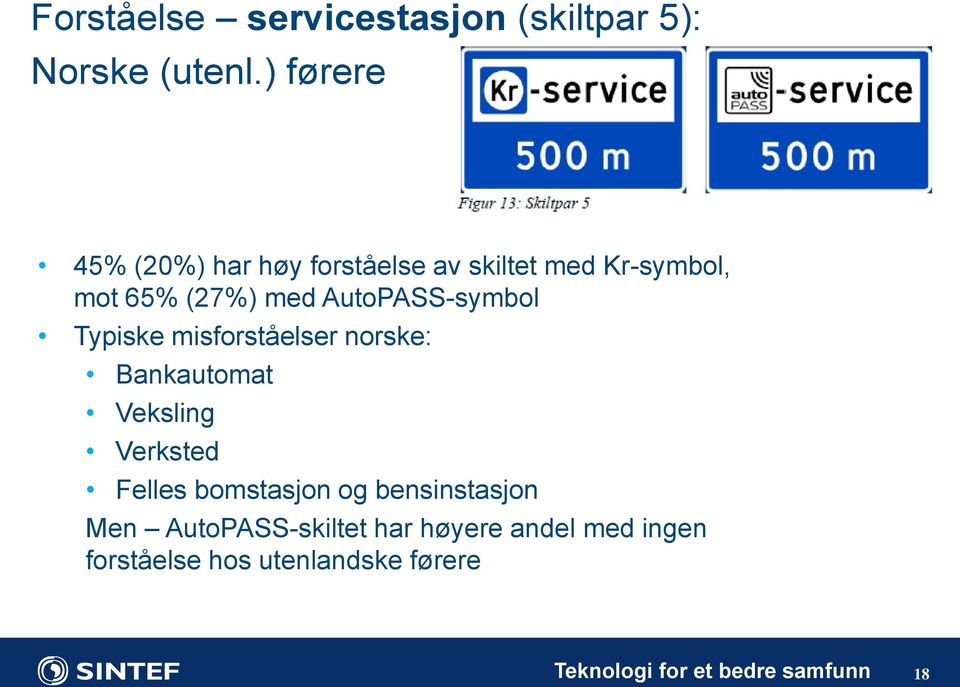 AutoPASS-symbol Typiske misforståelser norske: Bankautomat Veksling Verksted Felles