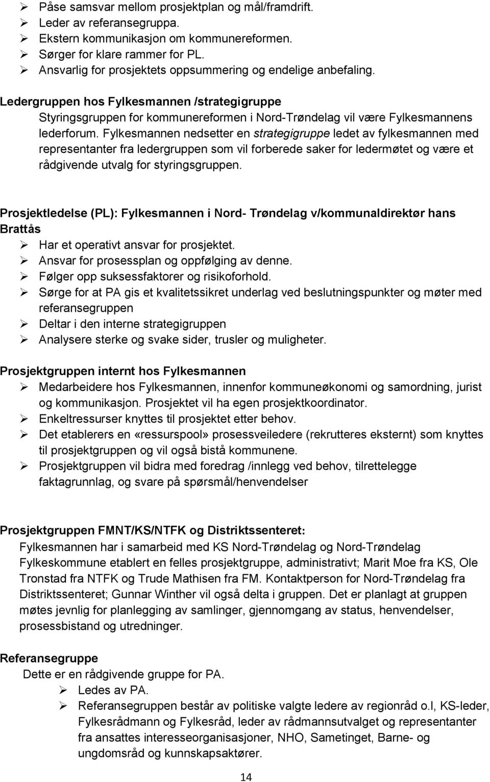 Fylkesmannen nedsetter en strategigruppe ledet av fylkesmannen med representanter fra ledergruppen som vil forberede saker for ledermøtet og være et rådgivende utvalg for styringsgruppen.