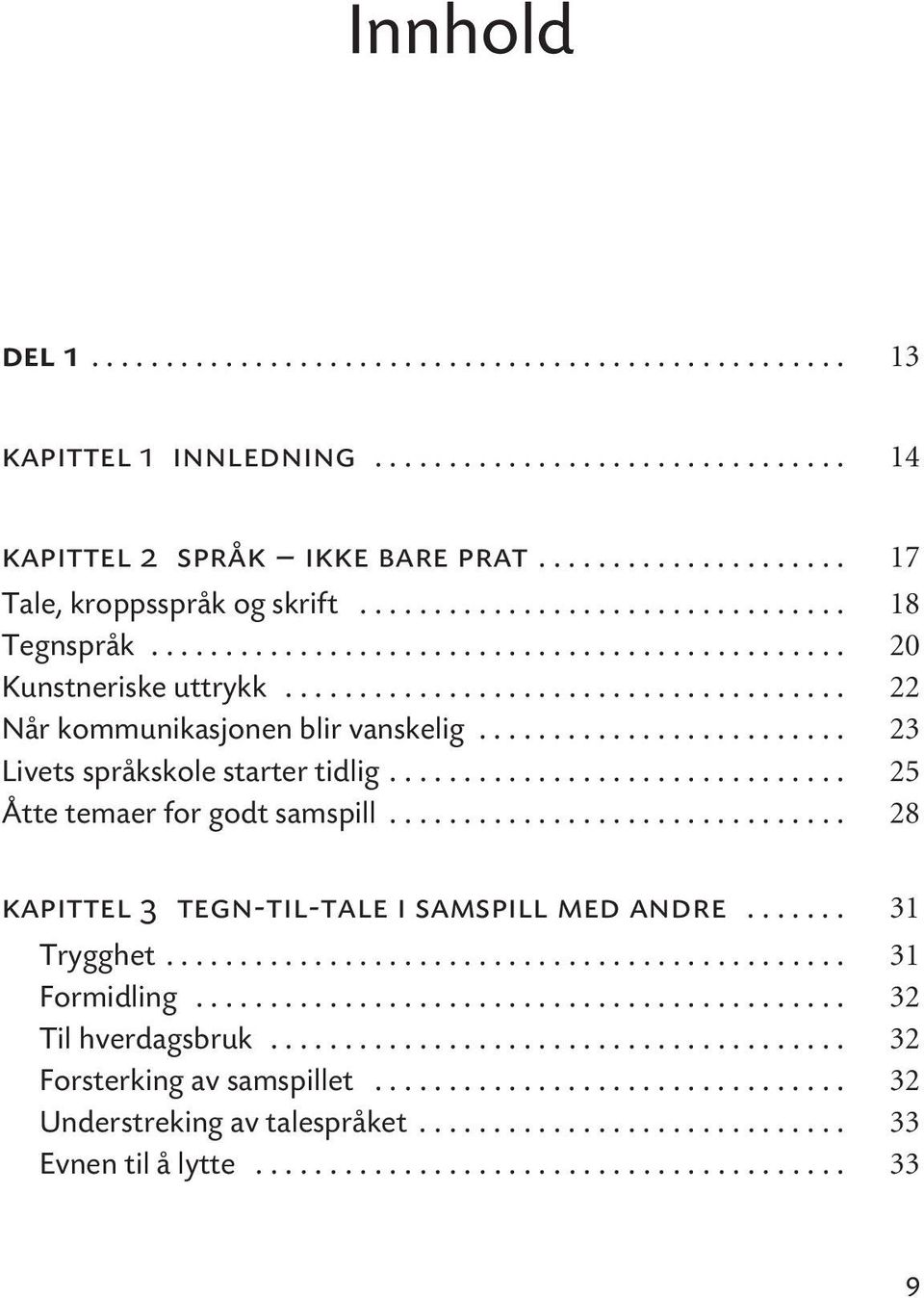 ........................ 23 Livets språkskole starter tidlig............................... 25 Åtte temaer for godt samspill............................... 28 kapittel 3 tegn-til-tale i samspill med andre.