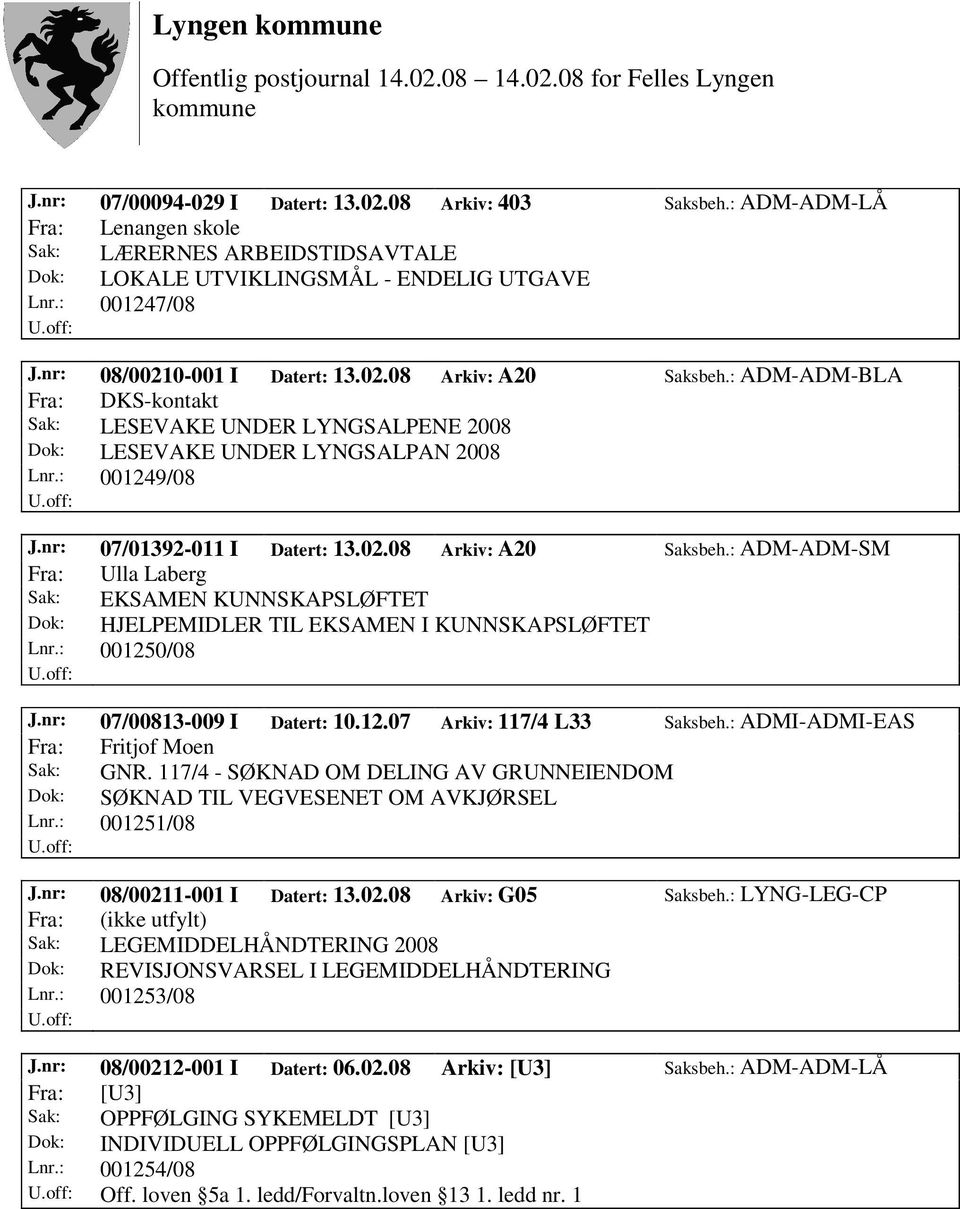 nr: 07/01392-011 I Datert: 13.02.08 Arkiv: A20 Saksbeh.: ADM-ADM-SM Fra: Ulla Laberg Sak: EKSAMEN KUNNSKAPSLØFTET Dok: HJELPEMIDLER TIL EKSAMEN I KUNNSKAPSLØFTET Lnr.: 001250/08 J.