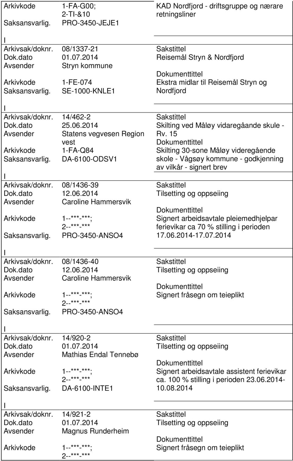 2014 Skilting ved Måløy vidaregåande skule - Avsender Statens vegvesen Region Rv.