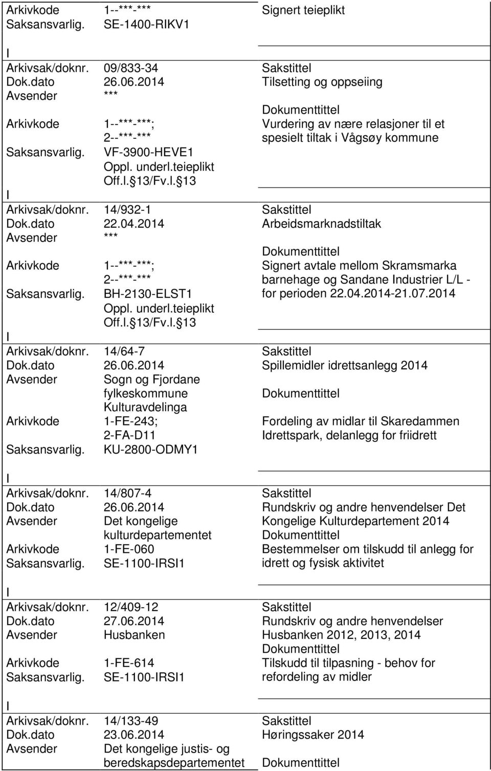 2014 Arbeidsmarknadstiltak BH-2130-ELST1 Signert avtale mellom Skramsmarka barnehage og Sandane ndustrier L/L - for perioden 22.04.2014-21.07.2014 Arkivsak/doknr. 14/64-7 Sakstittel Dok.dato 26.06.