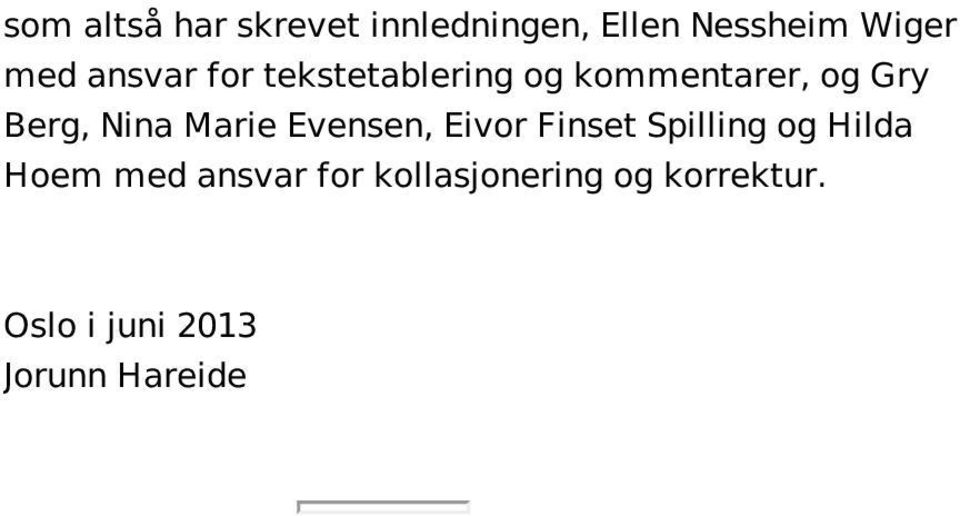 Marie Evensen, Eivor Finset Spilling og Hilda Hoem med ansvar