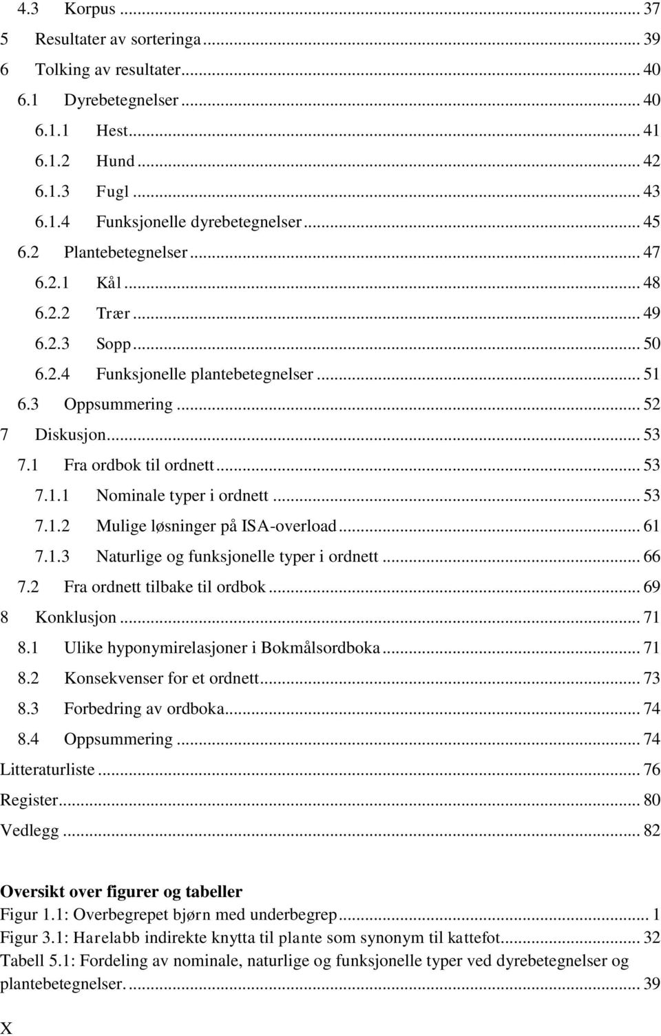 .. 53 7.1.2 Mulige løsninger på ISA-overload... 61 7.1.3 Naturlige og funksjonelle typer i ordnett... 66 7.2 Fra ordnett tilbake til ordbok... 69 8 Konklusjon... 71 8.