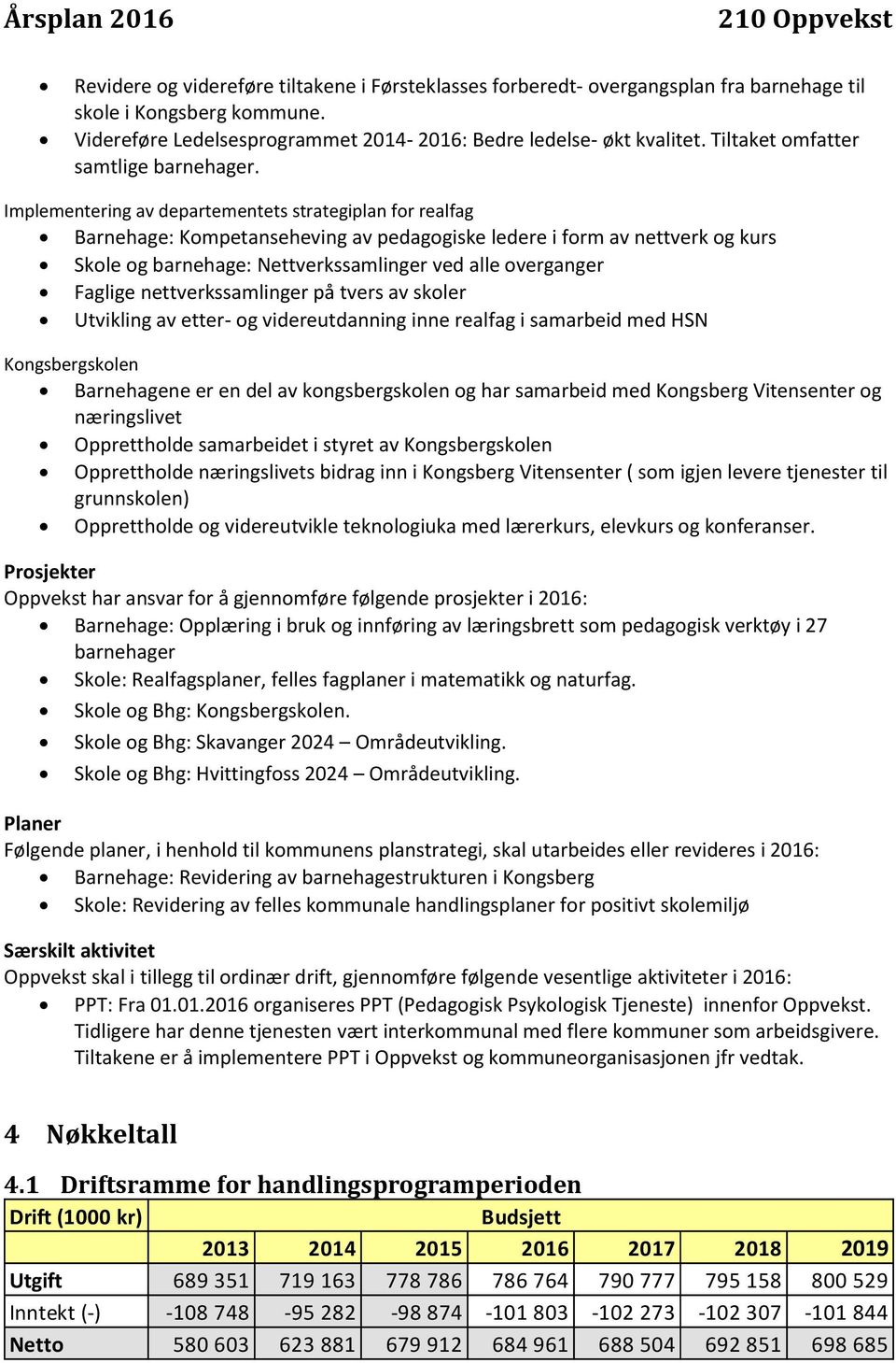 Implementering av departementets strategiplan for realfag Barnehage: Kompetanseheving av pedagogiske ledere i form av nettverk og kurs Skole og barnehage: Nettverkssamlinger ved alle overganger