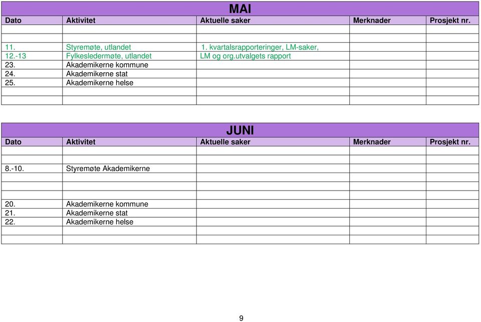 Akademikerne kommune 24. Akademikerne stat 25. Akademikerne helse JUNI 8.