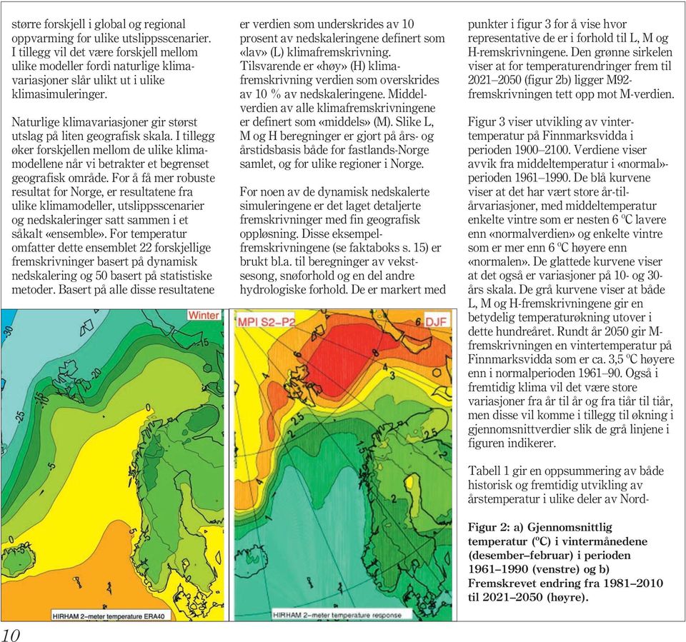 I tillegg øker forskjellen mellom de ulike klimamodellene når vi betrakter et begrenset geografisk område.