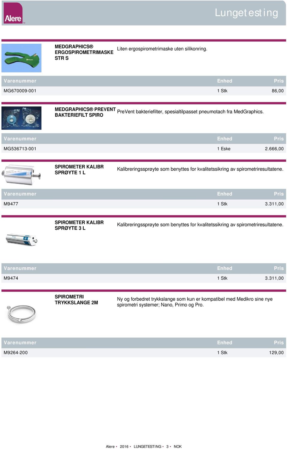 666,00 SPIROMETER KALIBR SPRØYTE 1 L Kalibreringssprøyte som benyttes for kvalitetssikring av spirometriresultatene. M9477 1 Stk 3.