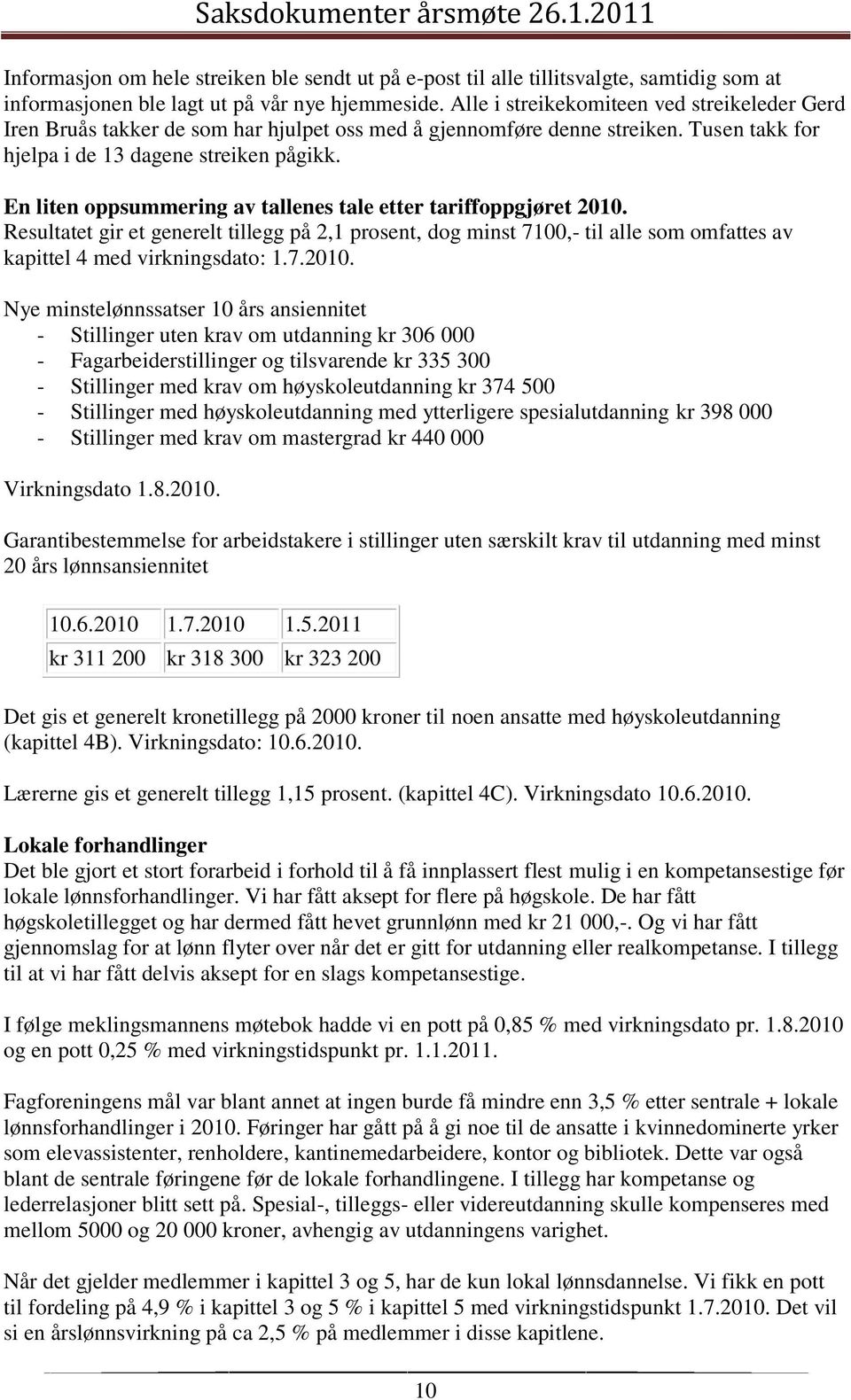 En liten oppsummering av tallenes tale etter tariffoppgjøret 2010.