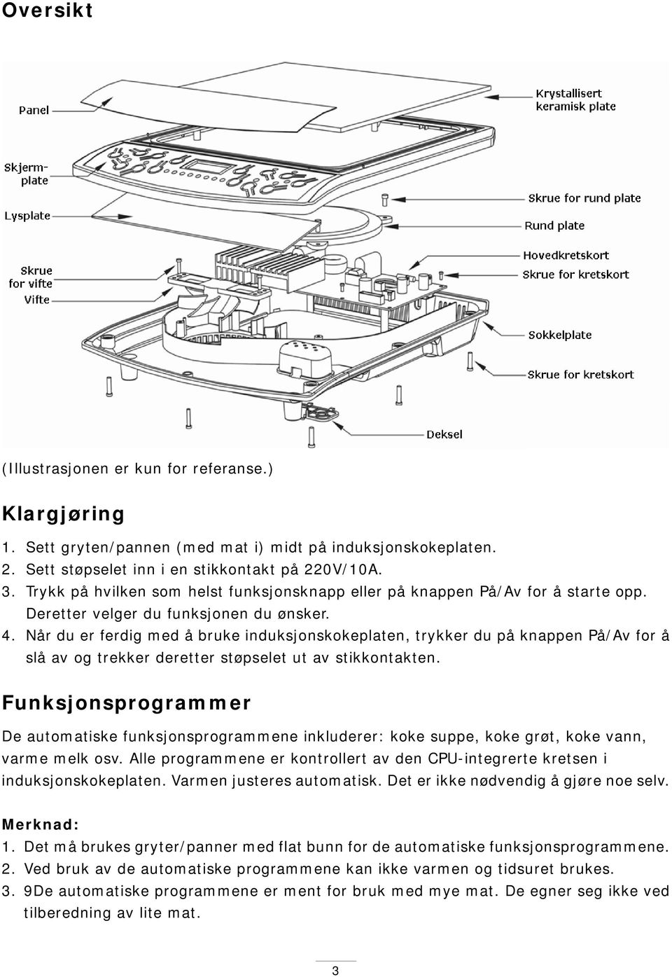 Når du er ferdig med å bruke induksjonskokeplaten, trykker du på knappen På/Av for å slå av og trekker deretter støpselet ut av stikkontakten.