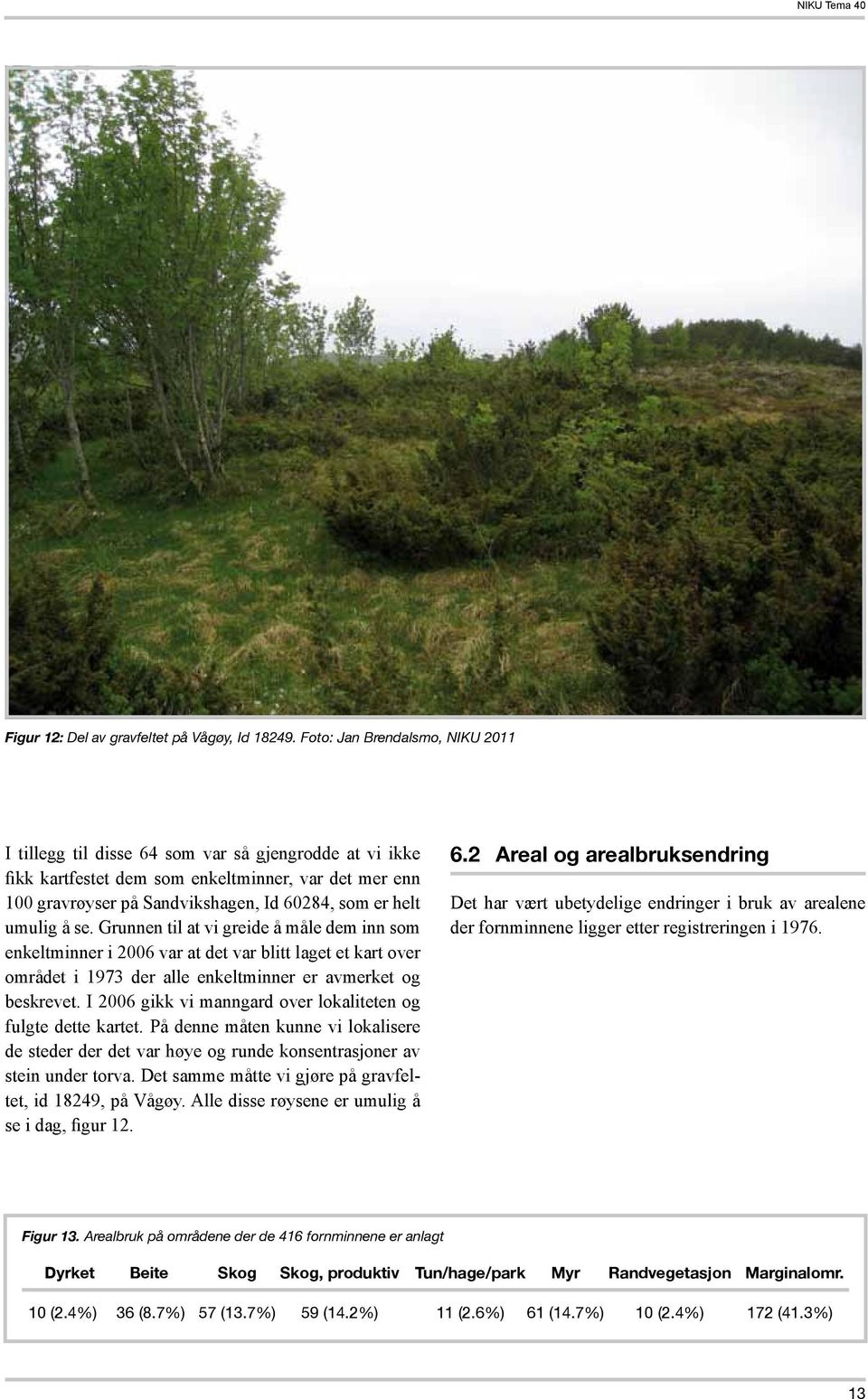 umulig å se. Grunnen til at vi greide å måle dem inn som enkeltminner i 2006 var at det var blitt laget et kart over området i 1973 der alle enkeltminner er avmerket og beskrevet.