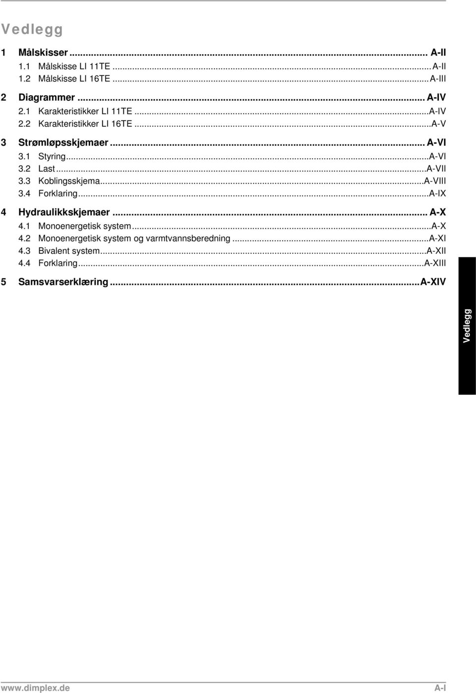 ..A-VII 3.3 Koblingsskjema...A-VIII 3.4 Forklaring...A-IX 4 Hydraulikkskjemaer... A-X 4.1 Monoenergetisk system...a-x 4.