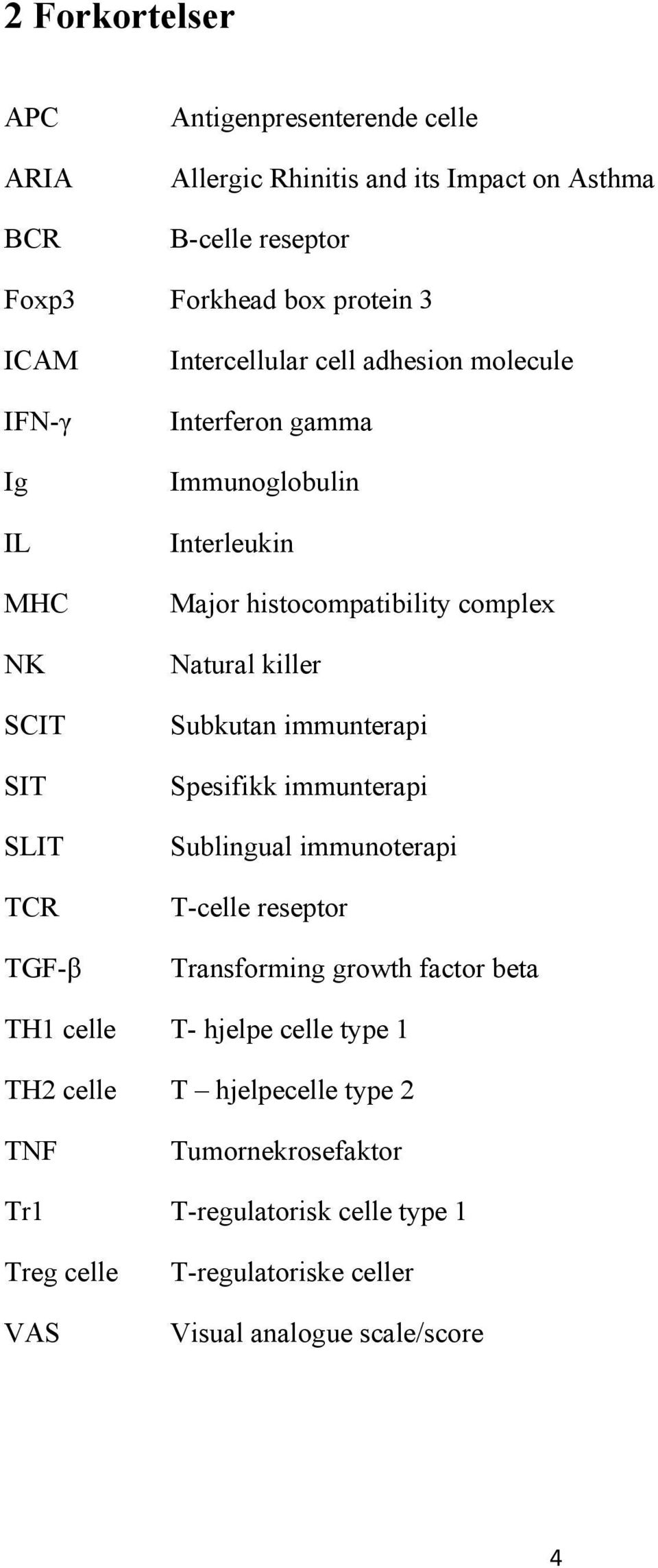 Natural killer Subkutan immunterapi Spesifikk immunterapi Sublingual immunoterapi T-celle reseptor Transforming growth factor beta TH1 celle T- hjelpe