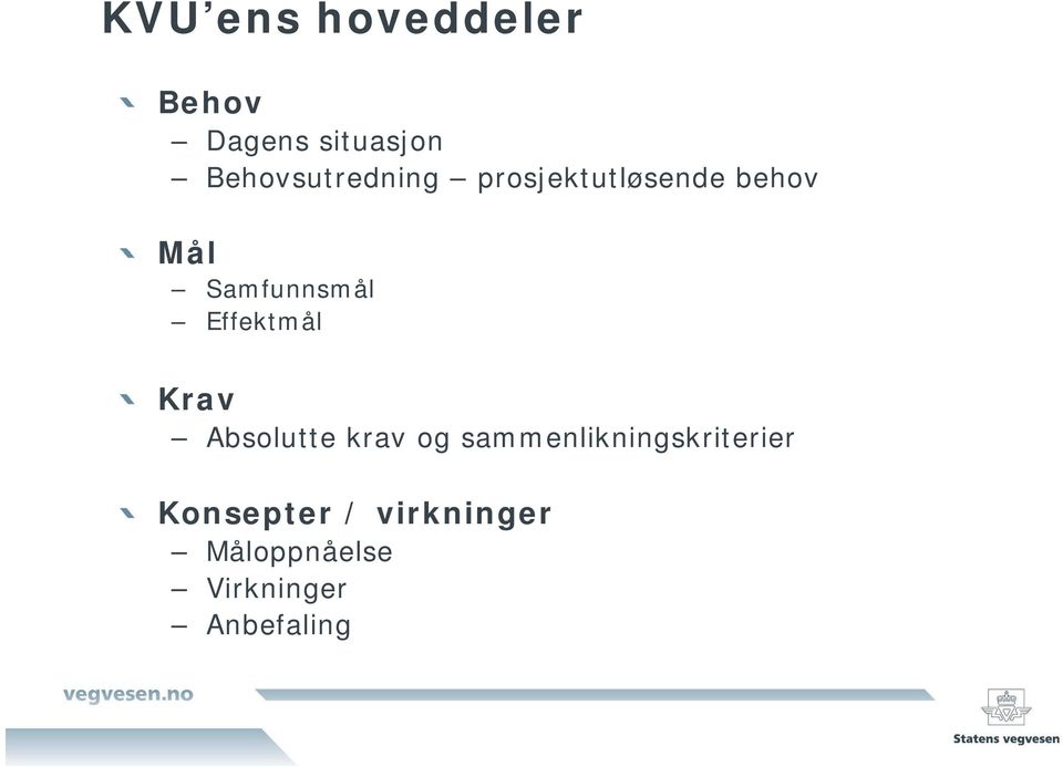 Samfunnsmål Effektmål Krav Absolutte krav og
