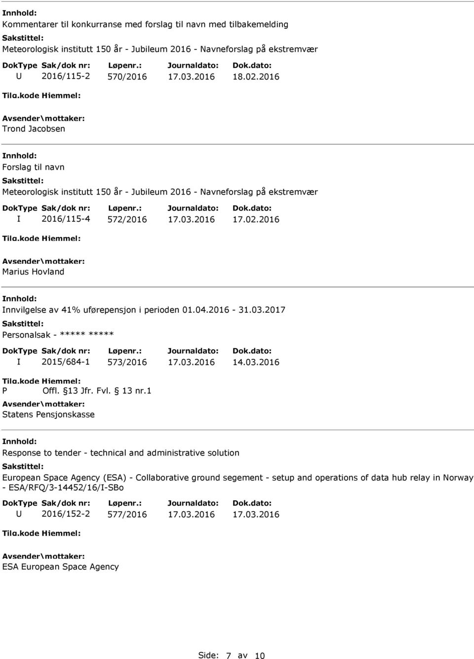 2016 Marius Hovland nnvilgelse av 41% uførepensjon i perioden 01.04.2016-31.03.