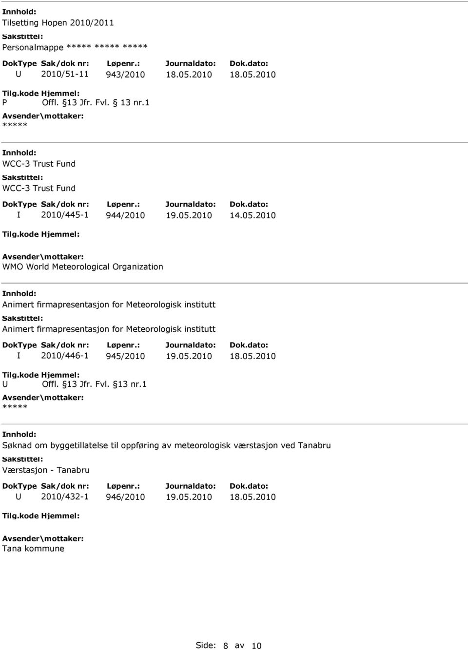 firmapresentasjon for Meteorologisk institutt 2010/446-1 945/2010 Offl. 13 Jfr. Fvl. 13 nr.