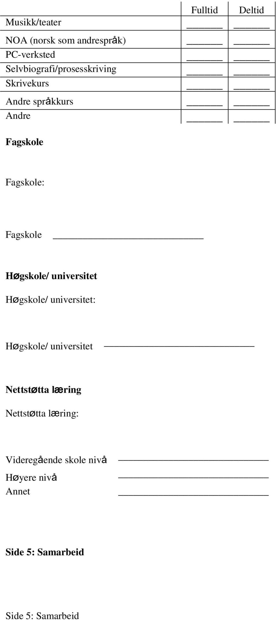 universitet Høgskole/ universitet: Høgskole/ universitet Nettstøtta læring