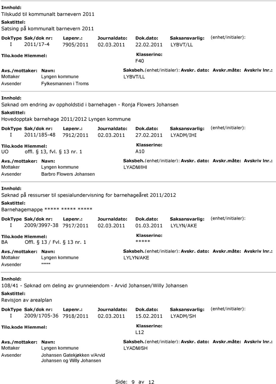 1 A10 Avs./mottaker: Navn: Saksbeh. Avskr. dato: Avskr.måte: Avskriv lnr.