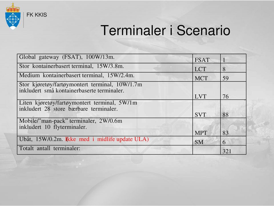 7m inkludert små kontainerbaserte terminaler.