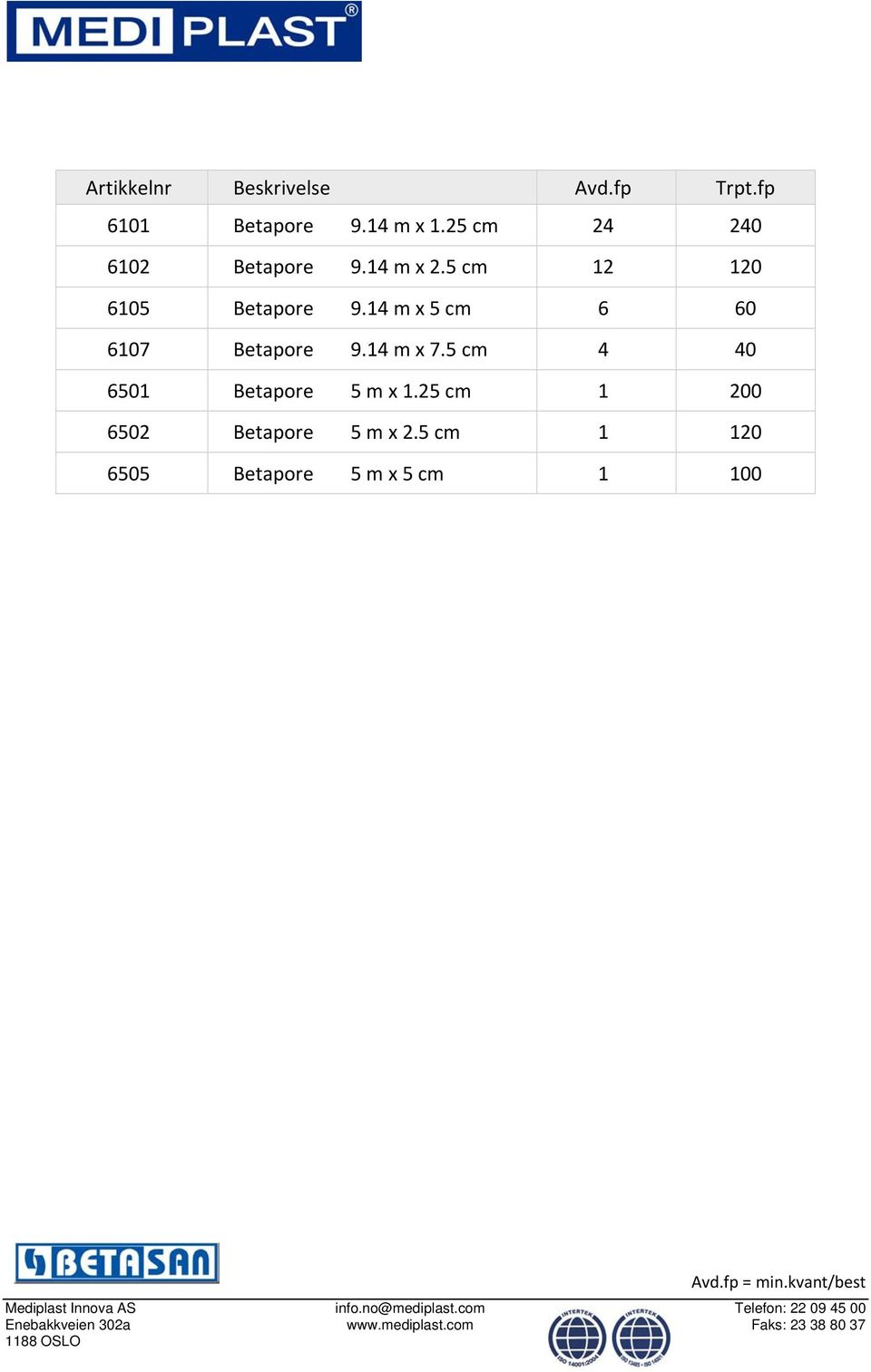 14 m x 5 cm 6 60 6107 Betapore 9.14 m x 7.