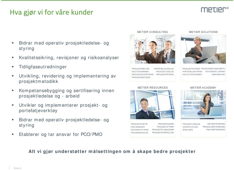 prosjektledelse og - arbeid Utvikler og implementerer prosjekt- og porteføljeverktøy Bidrar med operativ prosjektledelse- og