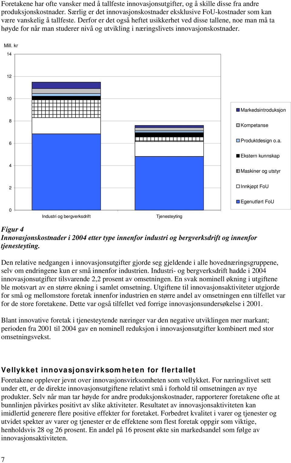 Derfor er det også heftet usikkerhet ved disse tallene, noe man må ta høyde for når man studerer nivå og utvikling i næringslivets innovasjonskostnader. Mill.