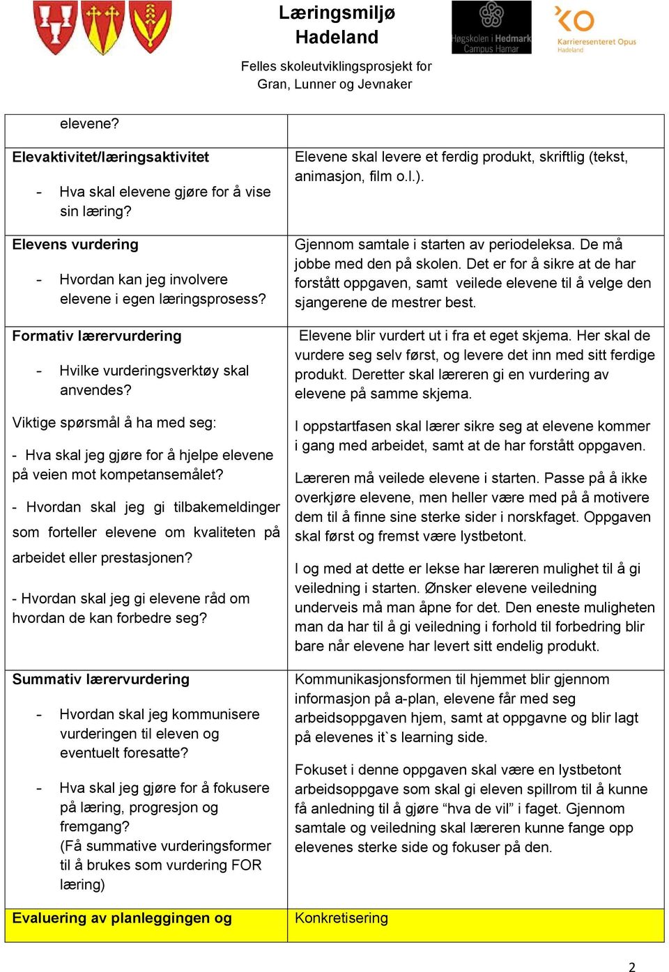 - Hvordan skal jeg gi tilbakemeldinger som forteller elevene om kvaliteten på arbeidet eller prestasjonen? - Hvordan skal jeg gi elevene råd om hvordan de kan forbedre seg?