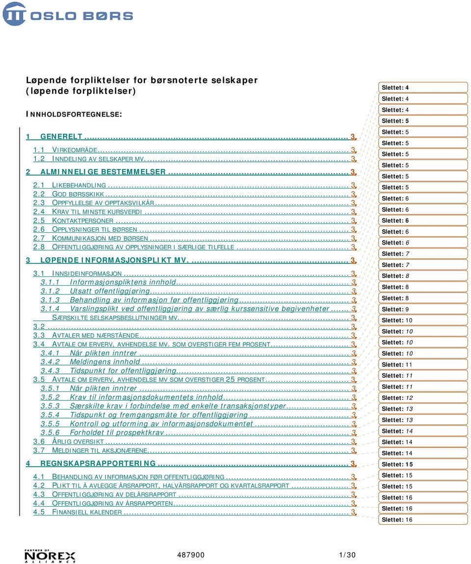 .. 3 3 LØPENDE INFORMASJONSPLIKT MV.... 3 3.1 INNSIDEINFORMASJON... 3 3.1.1 Informasjonspliktens innhold... 3 3.1.2 Utsatt offentliggjøring... 3 3.1.3 Behandling av informasjon før offentliggjøring.