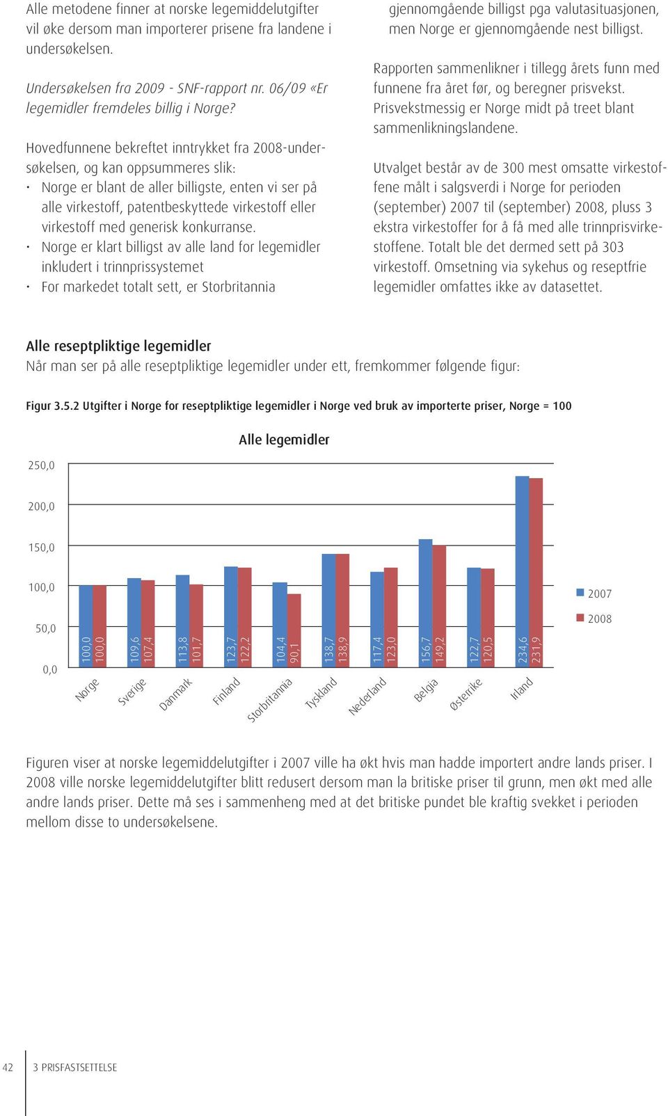 Hovedfunnene bekreftet inntrykket fra 2008-undersøkelsen, og kan oppsummeres slik: Norge er blant de aller billigste, enten vi ser på alle virkestoff, patentbeskyttede virkestoff eller virkestoff med