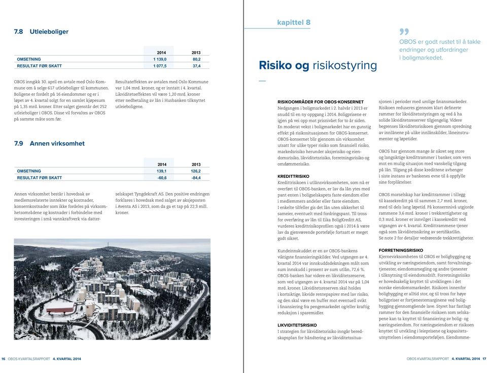 Etter salget gjenstår det 252 Resultateffekten av avtalen med Oslo Kommune var 1,04 mrd. kroner, og er inntatt i 4. kvartal. Likviditetseffekten vil være 1,20 mrd.