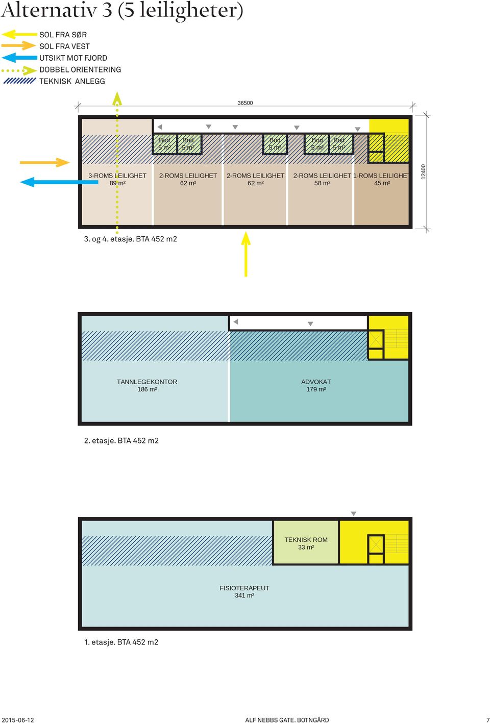 2-ROMS LEILIGHET 1-ROMS LEILIGHET 58 m² 45 m² 12400 3. og 4. etasje.