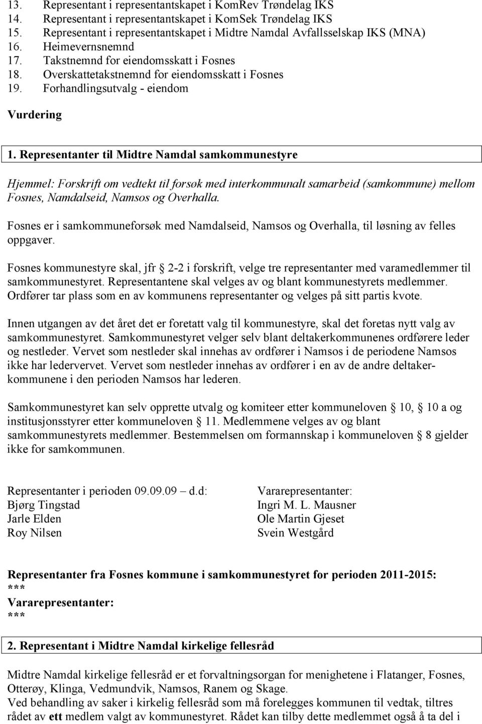 Forhandlingsutvalg - eiendom Vurdering 1.