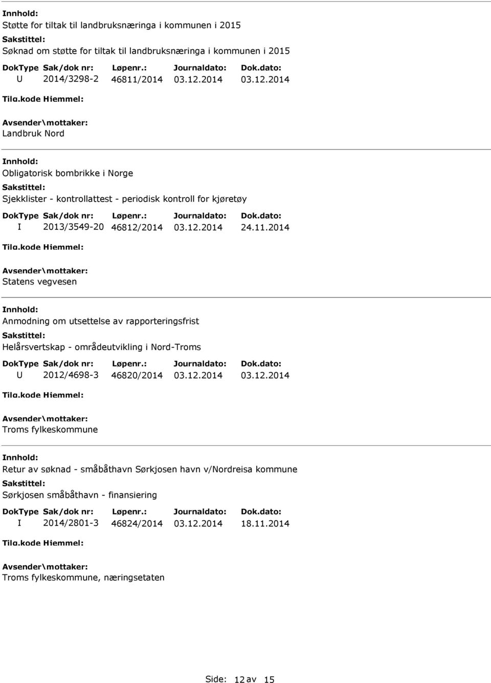 2014 Statens vegvesen Anmodning om utsettelse av rapporteringsfrist Helårsvertskap - områdeutvikling i Nord-Troms 2012/4698-3 46820/2014 Troms fylkeskommune