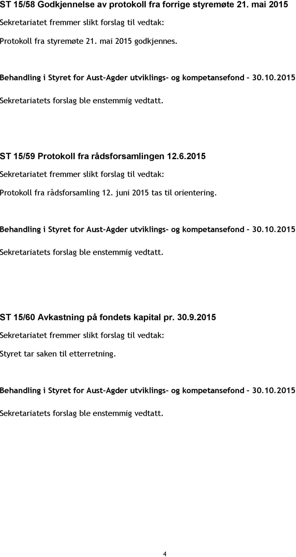 ST 15/59 Protokoll fra rådsforsamlingen 12.6.