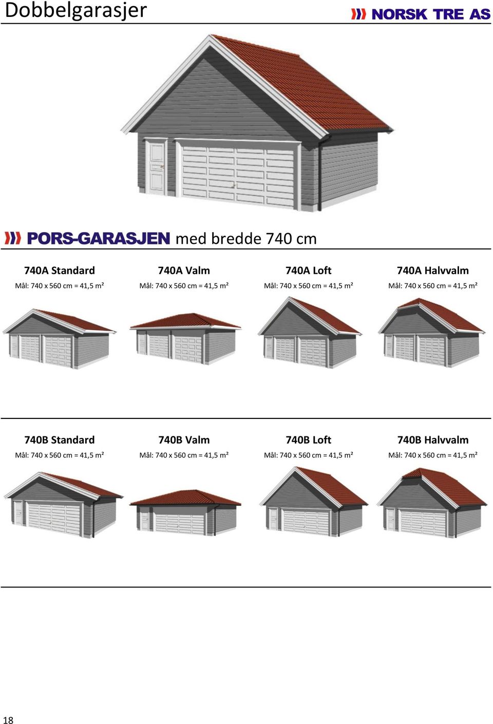 x 560 cm = 41,5 m² 740B Standard 740B Valm 740B Loft 740B Halvvalm Mål:  x 560 cm = 41,5