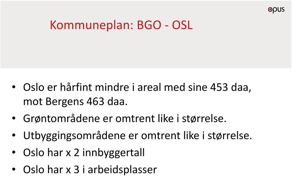 Grøntområdene er omtrent like i størrelse.