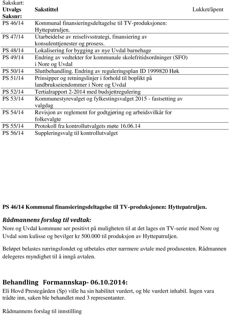 Lokalisering for bygging av nye Uvdal barnehage Endring av vedtekter for kommunale skolefritidsordninger (SFO) i Nore og Uvdal Sluttbehandling.