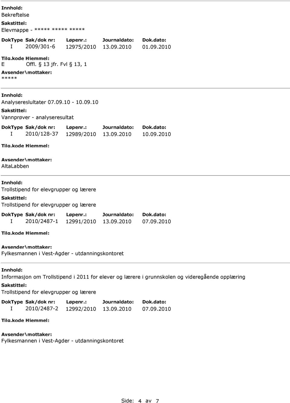 2010 nnhold: Analysereslultater 07.09.