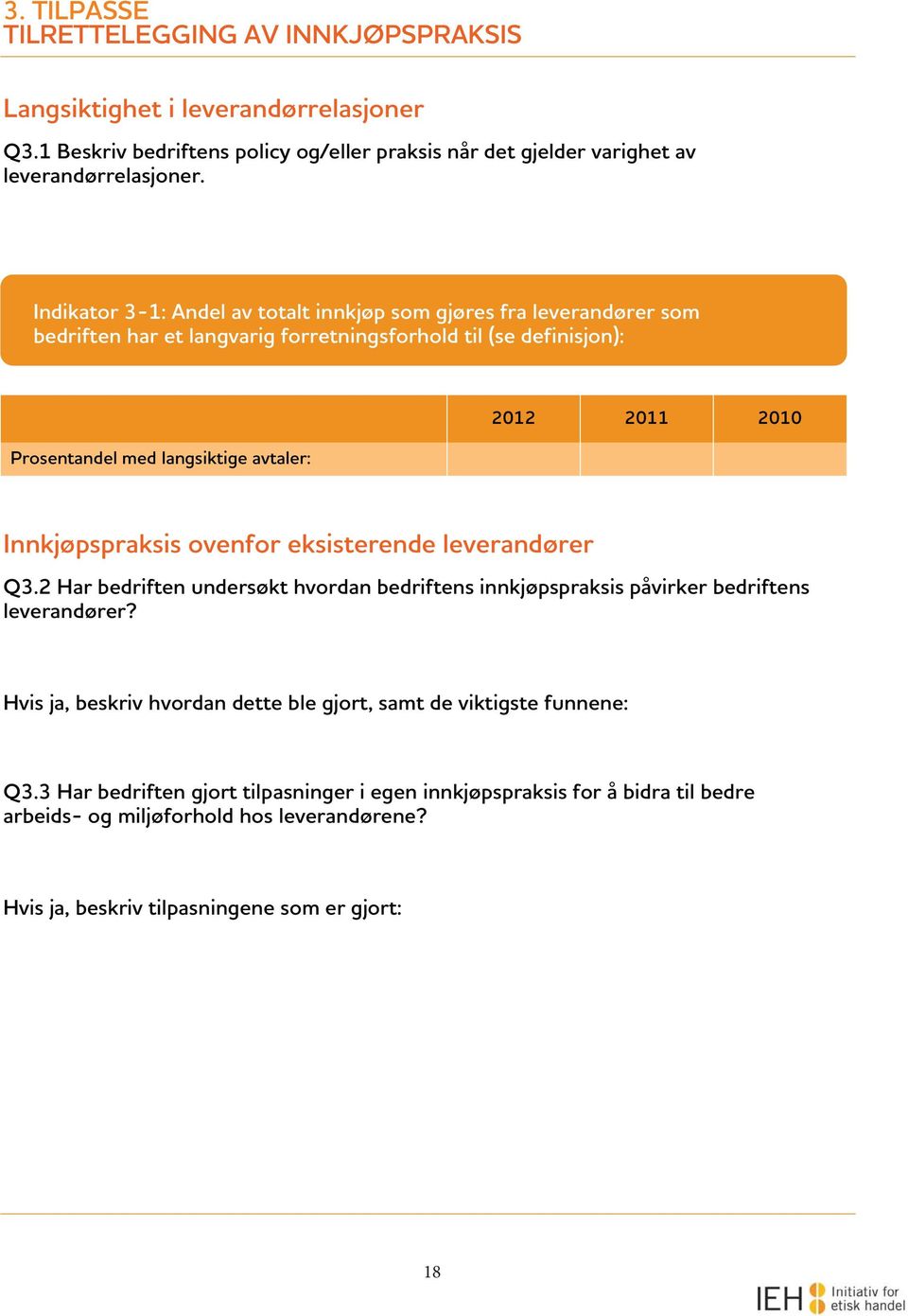 Innkjøpspraksis ovenfor eksisterende leverandører Q3.2 Har bedriften undersøkt hvordan bedriftens innkjøpspraksis påvirker bedriftens leverandører?