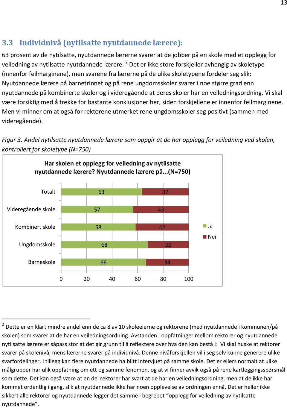 ungdomsskoler svarer i noe større grad enn nyutdannede på kombinerte skoler og i videregående at deres skoler har en veiledningsordning.