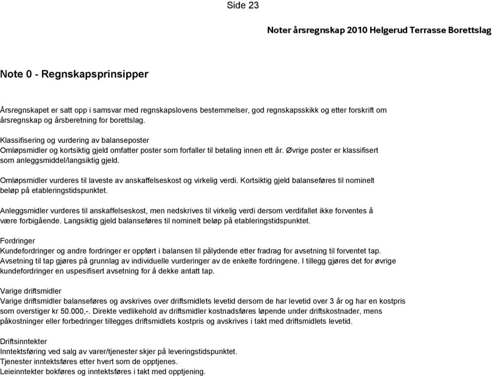 Omløpsmidler vurderes til laveste av anskaffelseskost og virkelig verdi. Kortsiktig gjeld balanseføres til nominelt beløp på etableringstidspunktet.